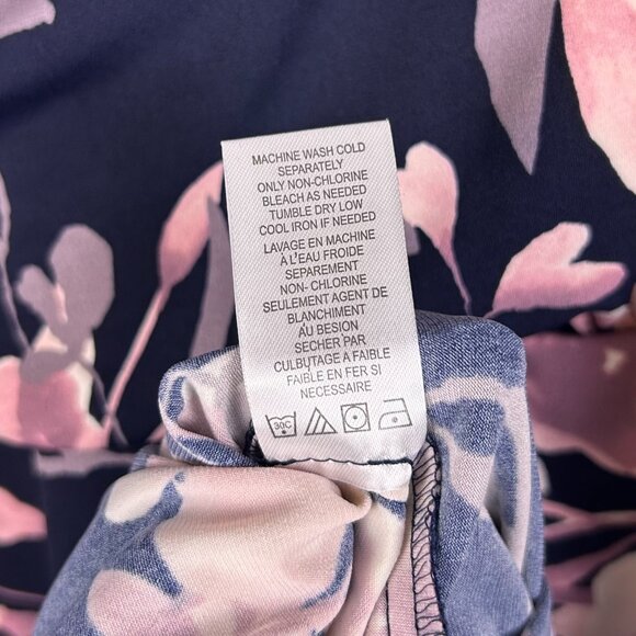 Coldwater Creek Maxi Dress Women 24W Navy Pink Floral Shift Stretch Cocktail NWT - Picture 10 of 12